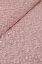 Stunning Pink Chikankari Georgette Fabric with Sequin Embroidery (2.5 Mtr) - Luxurion World