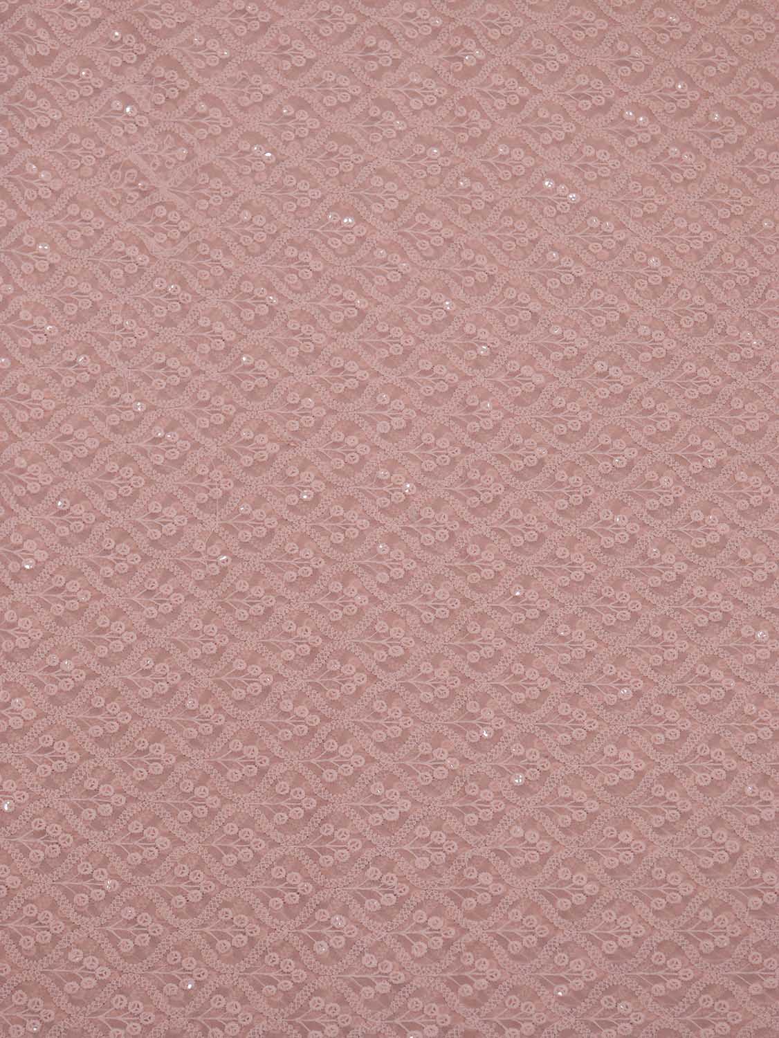 Stunning Pink Chikankari Georgette Fabric with Sequin Embroidery (2.5 Mtr) - Luxurion World