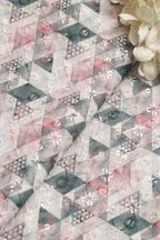 Pastel Digital Printed Chikankari Cotton Sequins Work Fabric ( 1 Mtr ) - Luxurion World