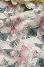 Pastel Digital Printed Chikankari Cotton Sequins Work Fabric ( 1 Mtr ) - Luxurion World