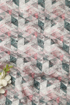 Pastel Digital Printed Chikankari Cotton Sequins Work Fabric ( 1 Mtr ) - Luxurion World