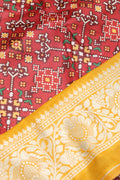 Maroon Digital Printed Patola Design Tussar Silk Fabric With Banarasi Border ( 1 Mtr ) - Luxurion World
