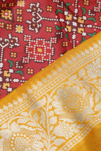 Maroon Digital Printed Patola Design Tussar Silk Fabric With Banarasi Border ( 1 Mtr ) - Luxurion World