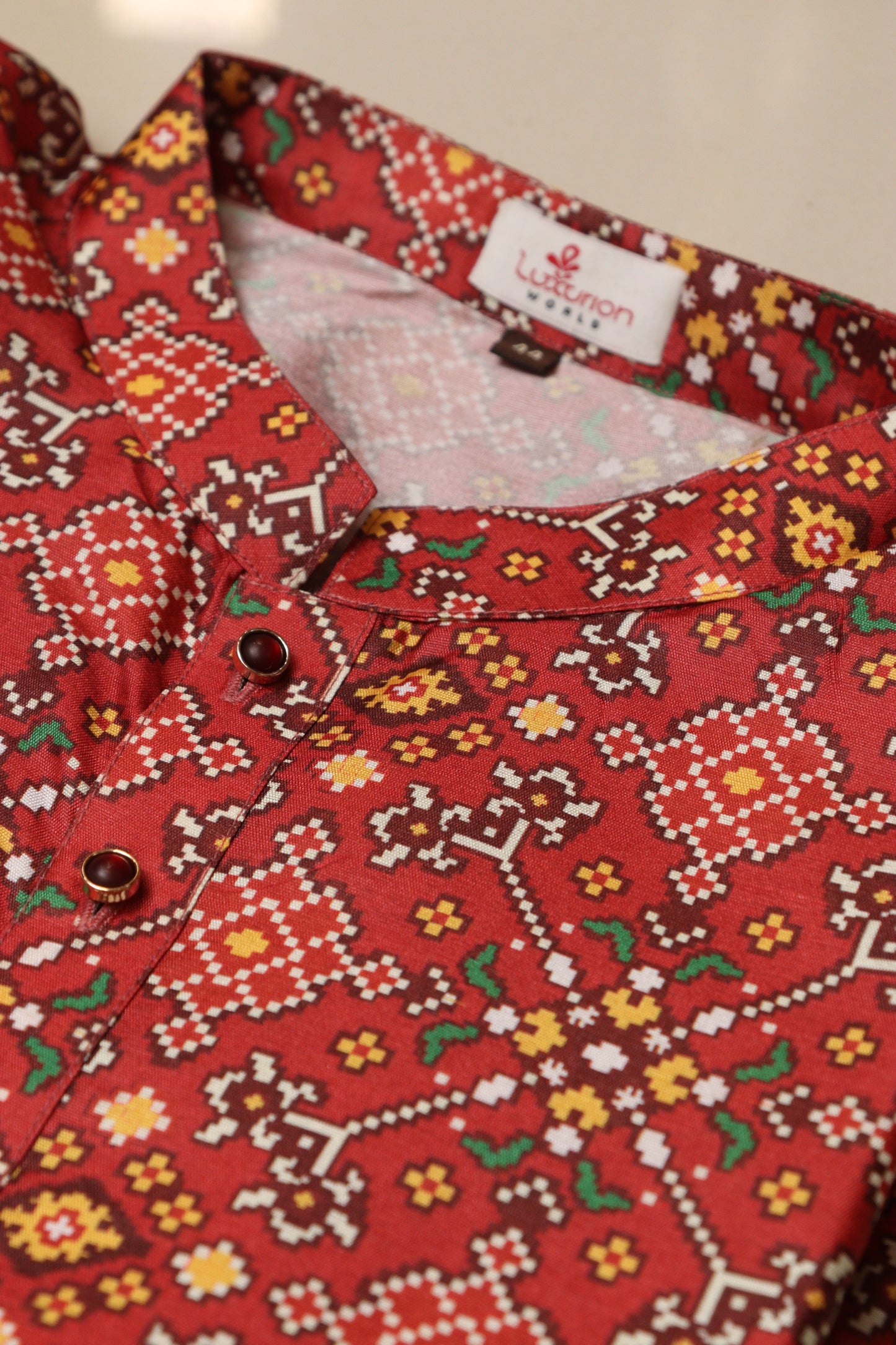 Stunning Maroon Digital Printed Tussar Silk Patola Design Kurta - Luxurion World