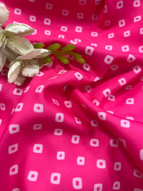 Pink Bandhani Design Digital Printed Crepe Fabric ( 1 Mtr )