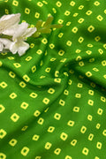 Green Bandhani Design Digital Printed Crepe Fabric ( 1 Mtr )