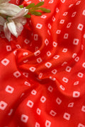 Orange Bandhani Design Digital Printed Crepe Fabric ( 1 Mtr )