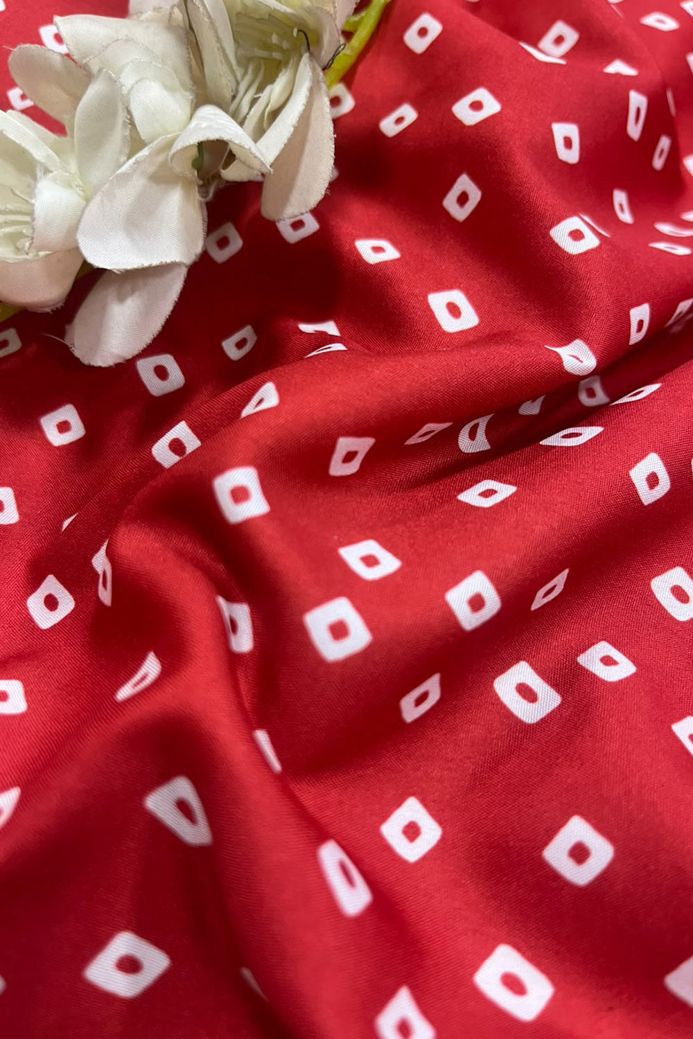 Maroon Bandhani Design Digital Printed Crepe Fabric ( 1 Mtr )