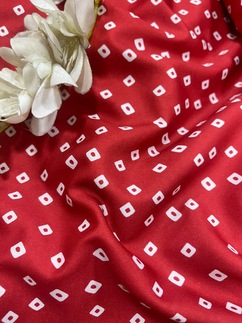 Maroon Bandhani Design Digital Printed Crepe Fabric ( 1 Mtr )