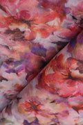 Floral Organza Silk Fabric - Multicolor Digital Print (1 Mtr) - Luxurion World