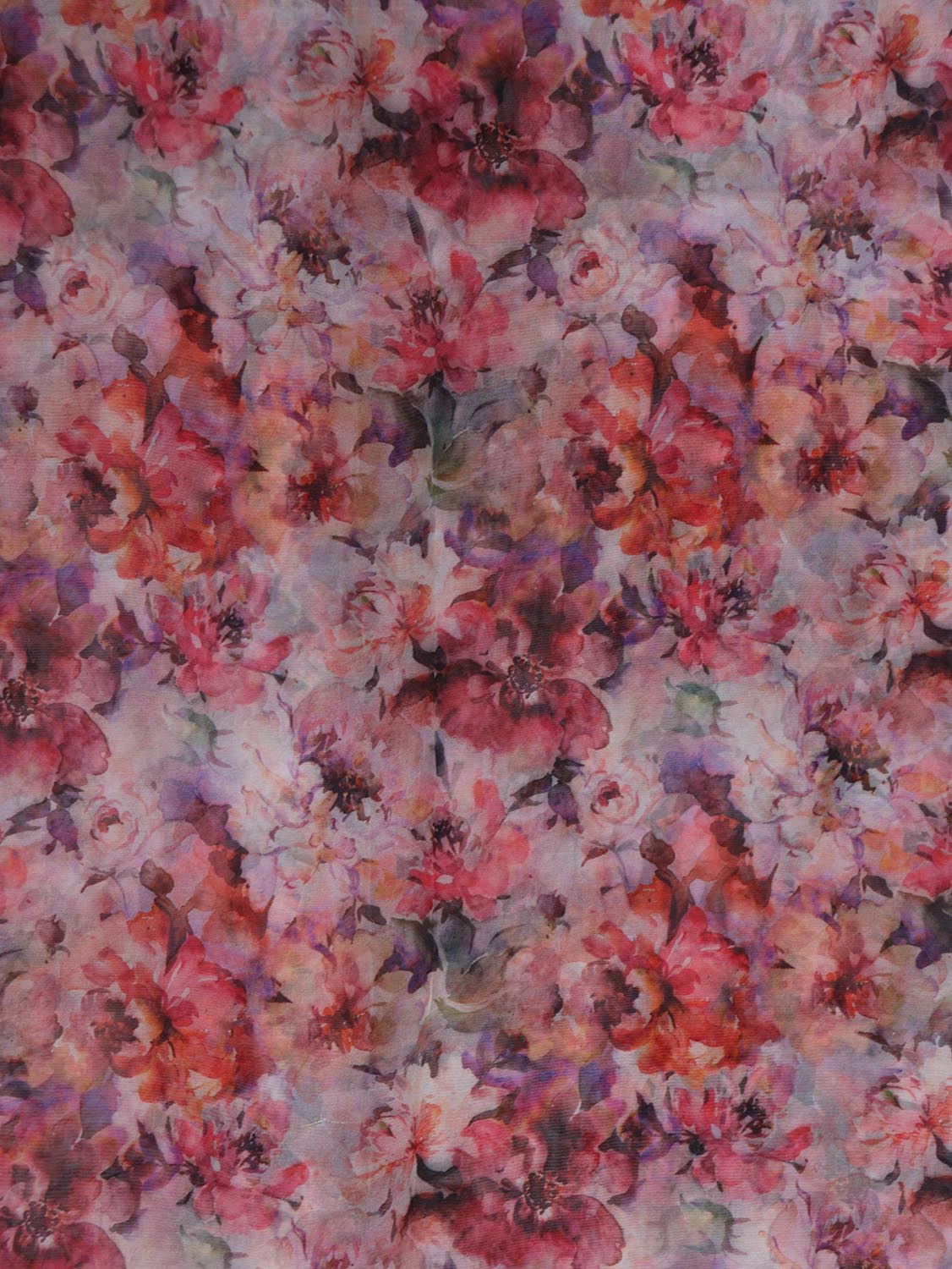 Floral Organza Silk Fabric - Multicolor Digital Print (1 Mtr) - Luxurion World