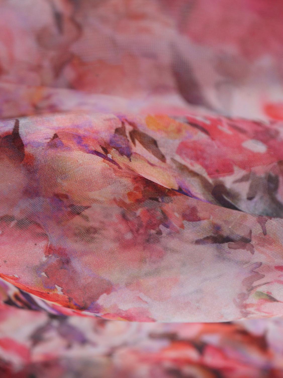 Floral Organza Silk Fabric - Multicolor Digital Print (1 Mtr) - Luxurion World