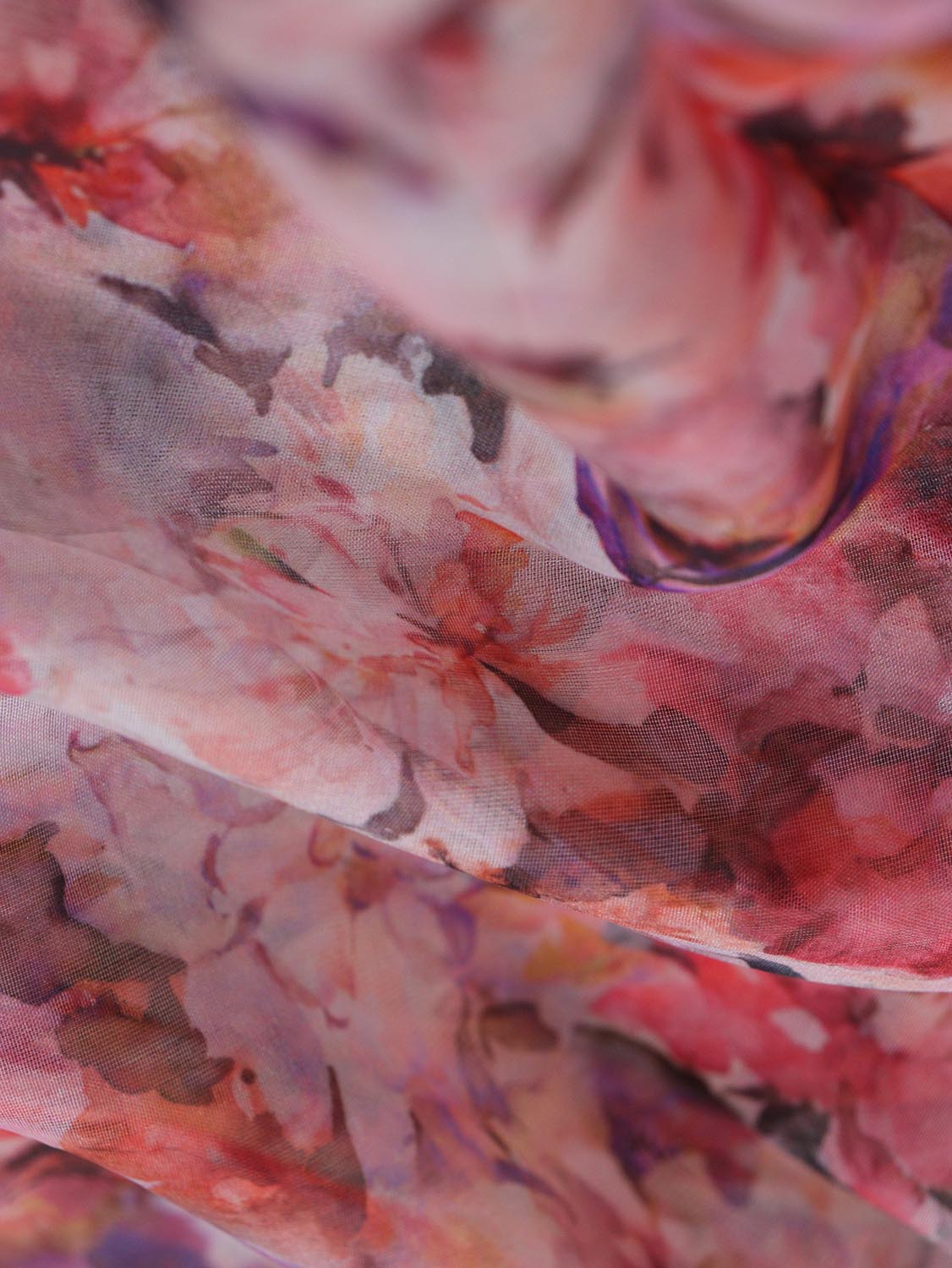 Floral Organza Silk Fabric - Multicolor Digital Print (1 Mtr) - Luxurion World