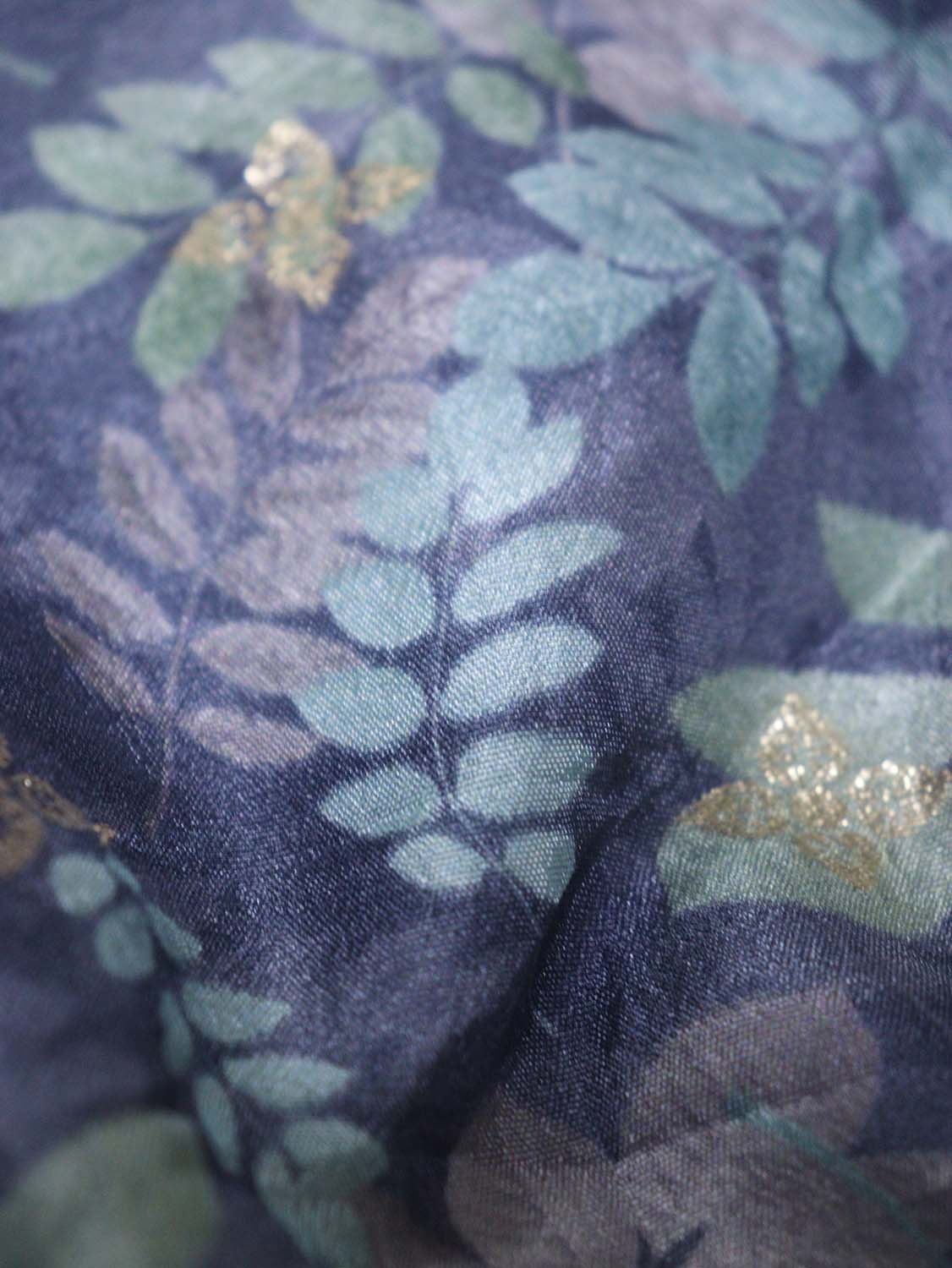 Blue Digital Printed Dola Silk Fabric ( 1 Mtr ) - Luxurion World
