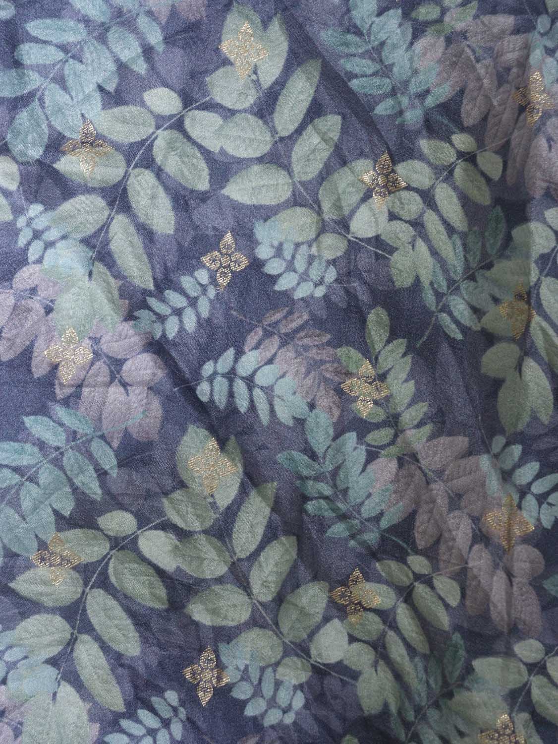 Blue Digital Printed Dola Silk Fabric ( 1 Mtr ) - Luxurion World