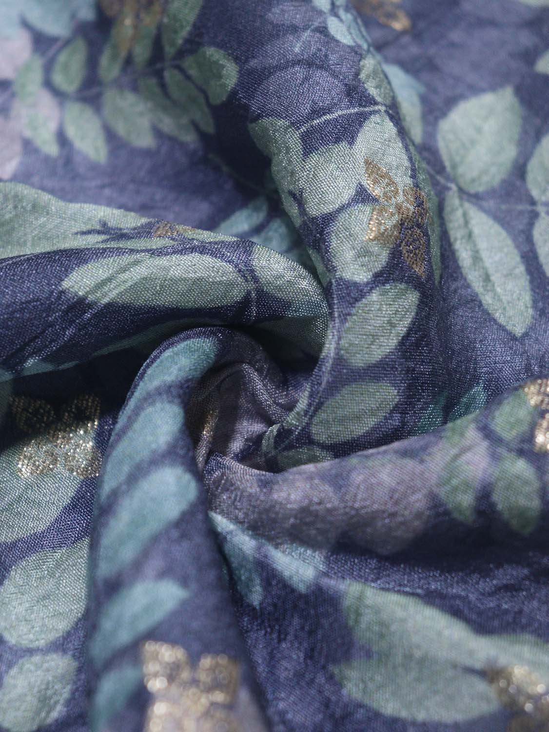 Blue Digital Printed Dola Silk Fabric ( 1 Mtr ) - Luxurion World