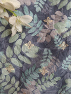 Blue Digital Printed Dola Silk Fabric ( 1 Mtr ) - Luxurion World