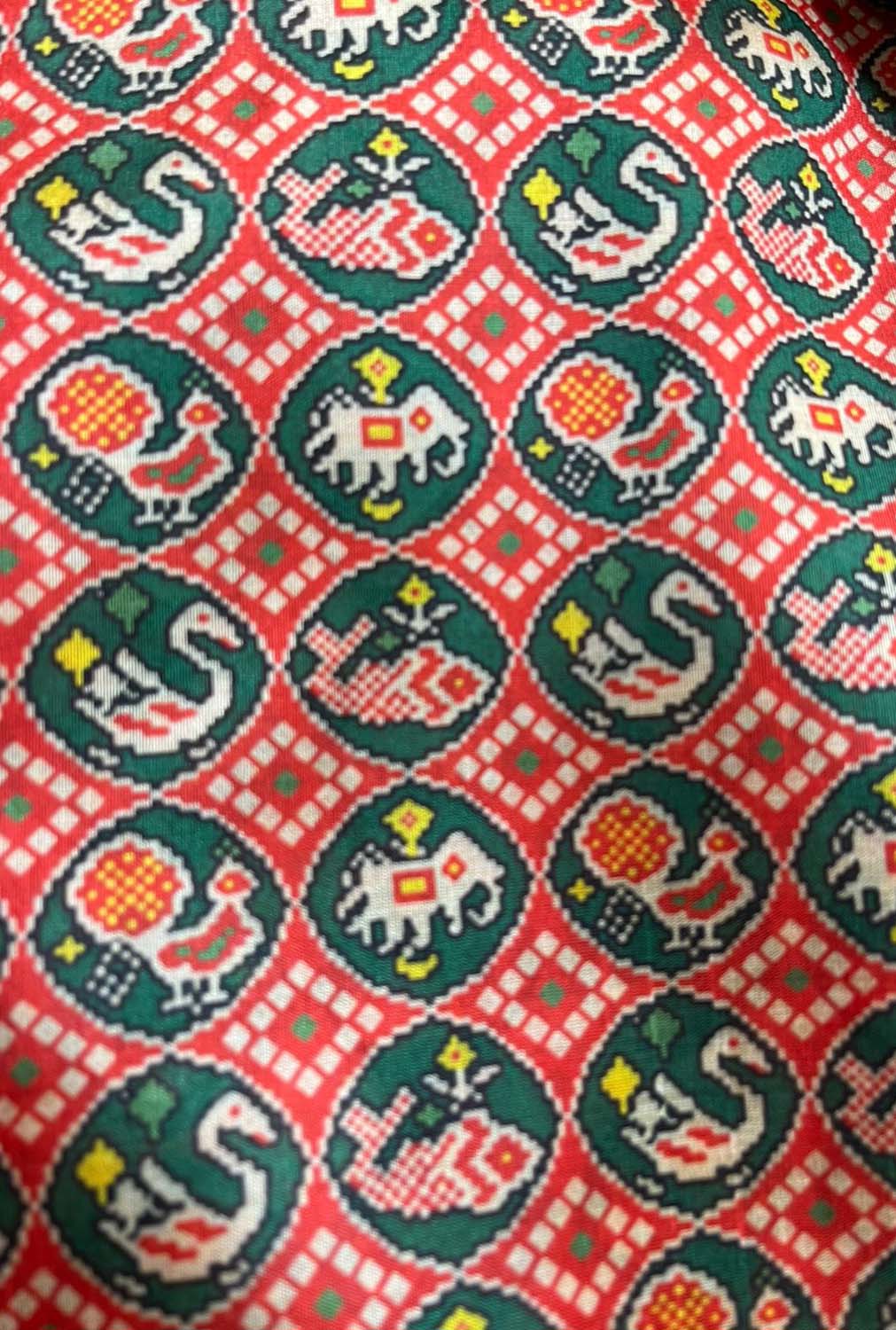 Red Digital Printed Patola Design Tussar Silk Fabric ( 1 Mtr ) - Luxurion World