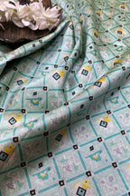 Blue Digital Printed Patola Design Tussar Silk Fabric ( 1 Mtr ) - Luxurion World