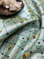 Blue Digital Printed Patola Design Tussar Silk Fabric ( 1 Mtr ) - Luxurion World