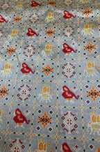 Grey Digital Printed Patola Design Tussar Silk Fabric ( 1 Mtr ) - Luxurion World
