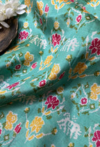 Blue Digital Printed Patola Design Tussar Silk Fabric ( 0.5 Mtr ) - Luxurion World