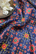 Blue Digital Printed Patola Design Tussar Silk Fabric ( 3.75Mtr ) - Luxurion World