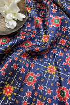 Blue Digital Printed Patola Design Tussar Silk Fabric ( 3.75Mtr ) - Luxurion World