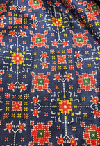 Blue Digital Printed Patola Design Tussar Silk Fabric ( 3.75Mtr ) - Luxurion World