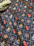 Blue Digital Printed Patola Design Tussar Silk Fabric ( 1 Mtr ) - Luxurion World