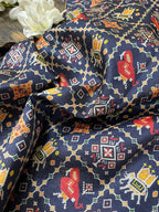 Blue Digital Printed Patola Design Tussar Silk Fabric ( 1 Mtr ) - Luxurion World