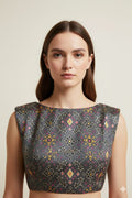 Grey Patola Design Tussar Silk Blouse - Luxurion World