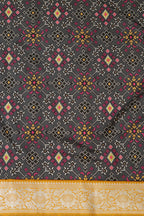 Grey Patola Tussar Silk Digital Print Fabric With Banarasi Border - Luxurion World