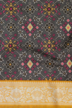 Grey Patola Tussar Silk Digital Print Fabric With Banarasi Border - Luxurion World