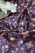 Purple Digital Printed Patola Design Tussar Silk Fabric ( 1 Mtr ) - Luxurion World