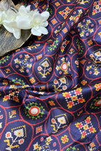 Purple Digital Printed Patola Design Tussar Silk Fabric ( 1 Mtr ) - Luxurion World