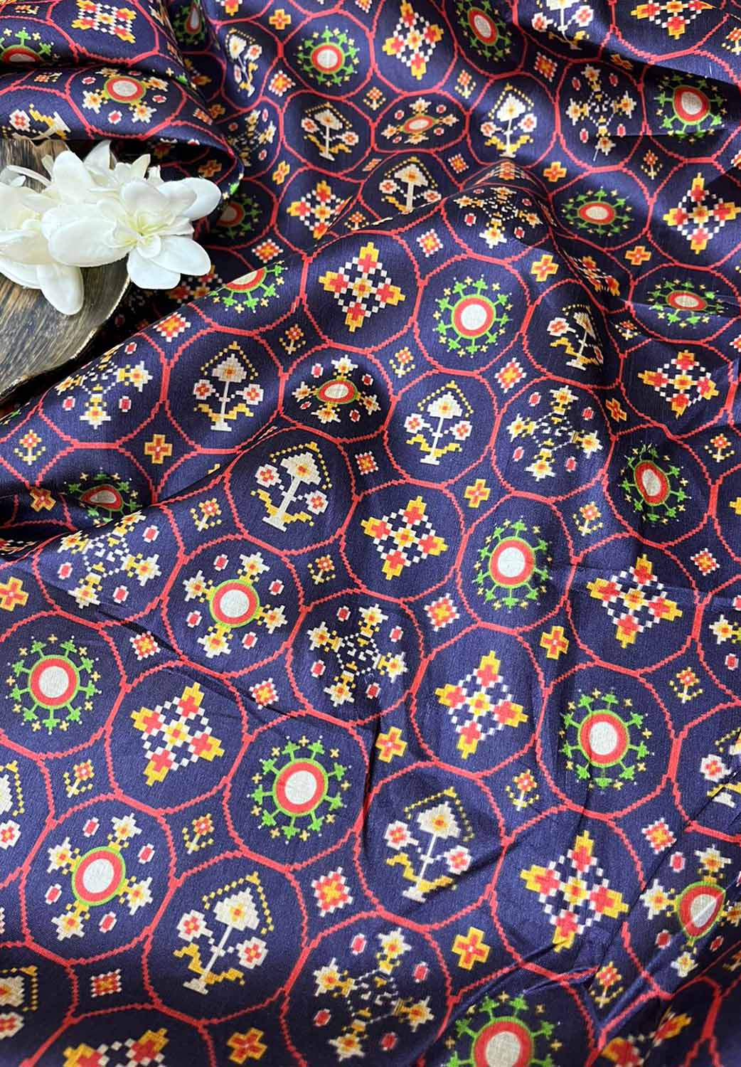 Purple Digital Printed Patola Design Tussar Silk Fabric ( 1 Mtr ) - Luxurion World