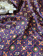 Purple Digital Printed Patola Design Tussar Silk Fabric ( 1 Mtr ) - Luxurion World