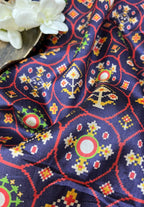 Purple Digital Printed Patola Design Tussar Silk Fabric ( 1 Mtr ) - Luxurion World
