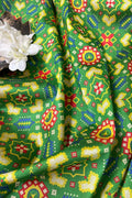 Green Digital Printed Patola Design Tussar Silk Fabric ( 1 Mtr ) - Luxurion World