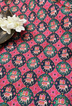 Multicolor Digital Printed Patola Design Tussar Silk Fabric ( 1 Mtr ) - Luxurion World