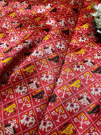 Pink Digital Printed Patola Design Tussar Silk Fabric ( 1 Mtr ) - Luxurion World
