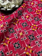 Pink Digital Printed Patola Design Tussar Silk Fabric ( 2.5 Mtr ) - Luxurion World