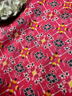 Pink Digital Printed Patola Design Tussar Silk Fabric ( 2.5 Mtr ) - Luxurion World
