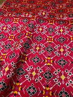 Pink Digital Printed Patola Design Tussar Silk Fabric ( 2.5 Mtr ) - Luxurion World