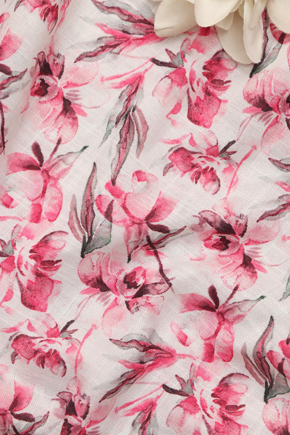 Soft Pink Wrinkle Free Cotton Linen Digital Printed Fabric ( 1 Mtr ) - Luxurion World