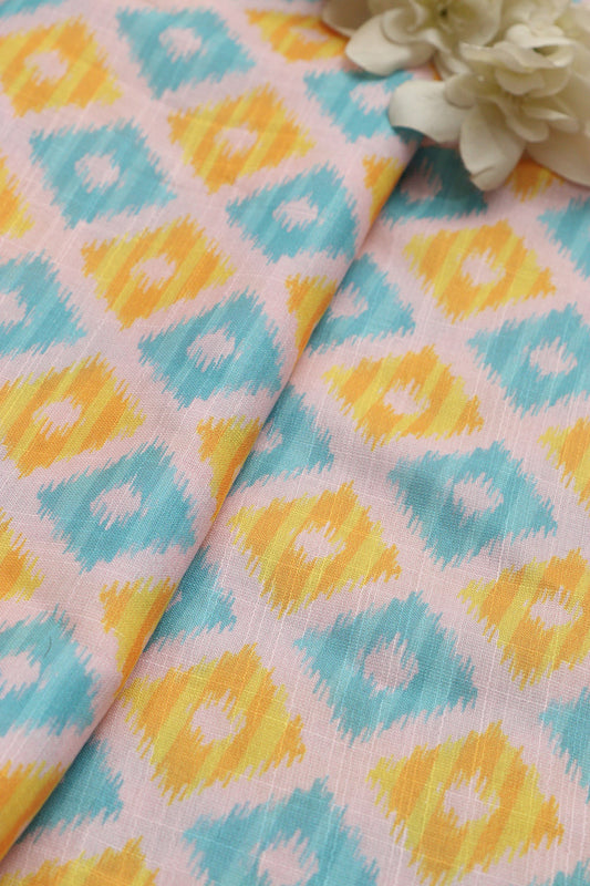 Vibrant Multicolor Wrinkle Free Cotton Linen Digital Printed Fabric - Luxurion World