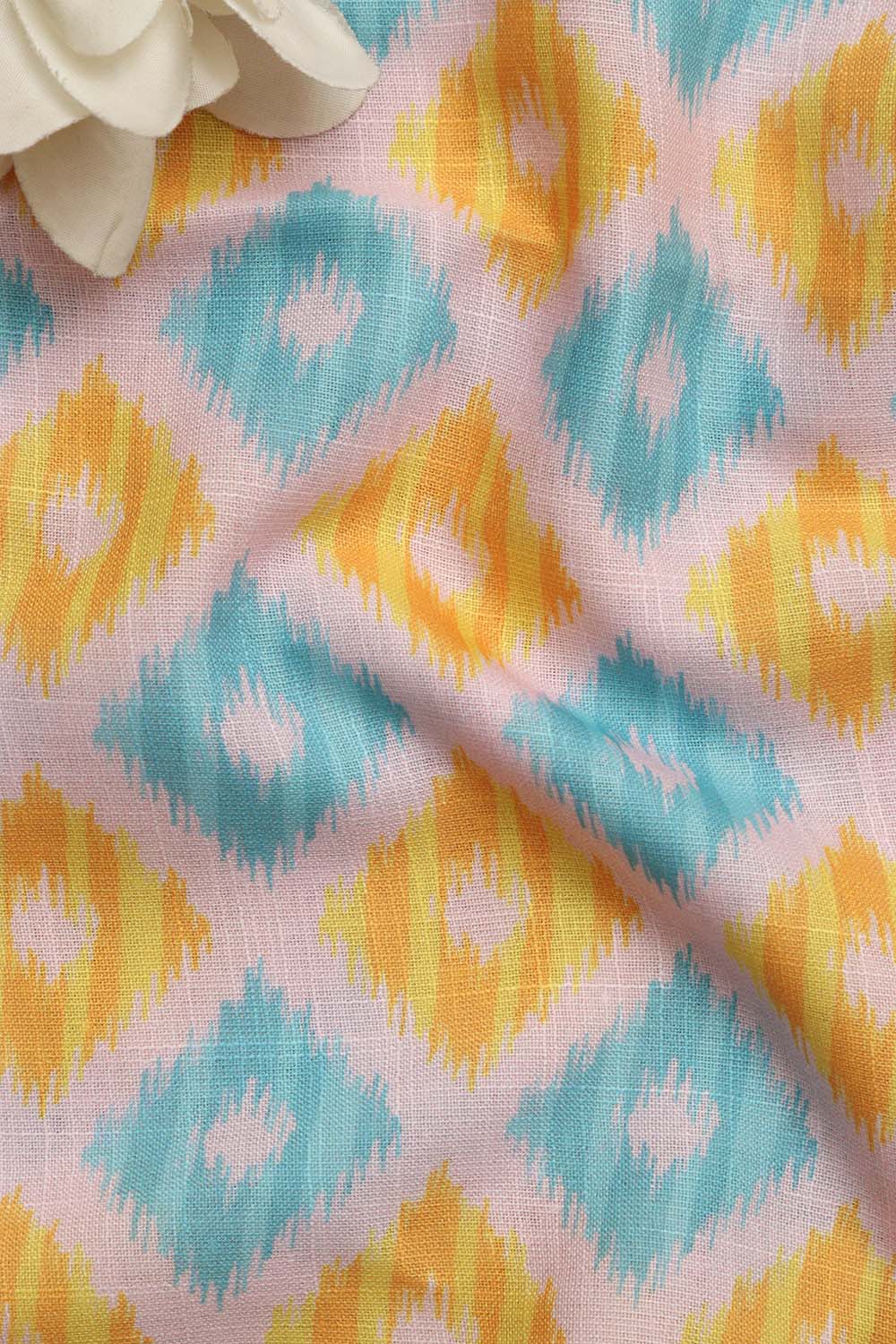 Vibrant Multicolor Wrinkle Free Cotton Linen Digital Printed Fabric ( 1 Mtr ) - Luxurion World