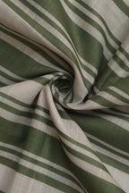 Vibrant Off White & Green Wrinkle Free Cotton Linen Digital Printed Fabric - Luxurion World