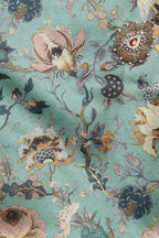 Blue Kalamkari Tussar Silk Fabric - Digital Print (1 Mtr) - Luxurion World